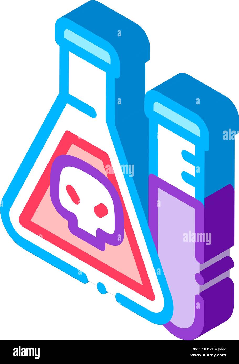Flask With Chemical Liquid isometric icon vector illustration Stock Vector