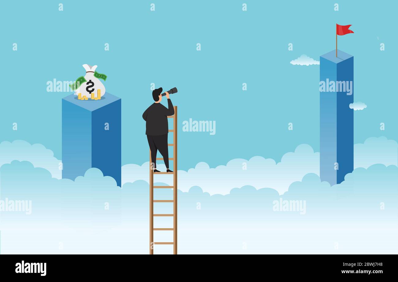 Businessman Looking at Main and Right Target Vision For Success