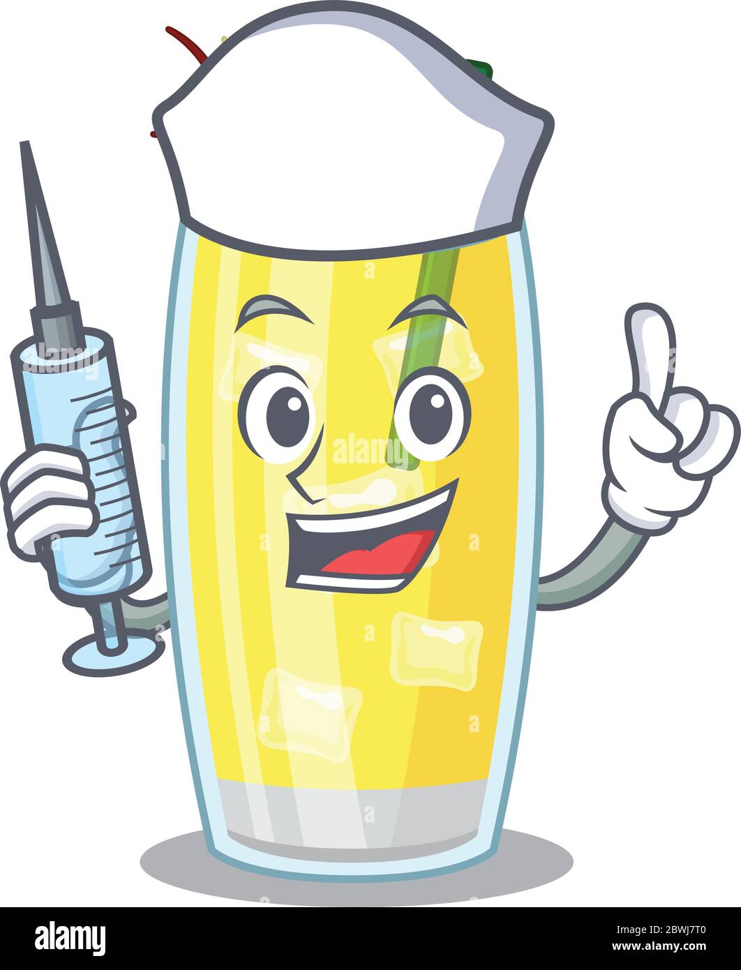 Pina colada cocktail humble nurse mascot design with a syringe. Vector ...