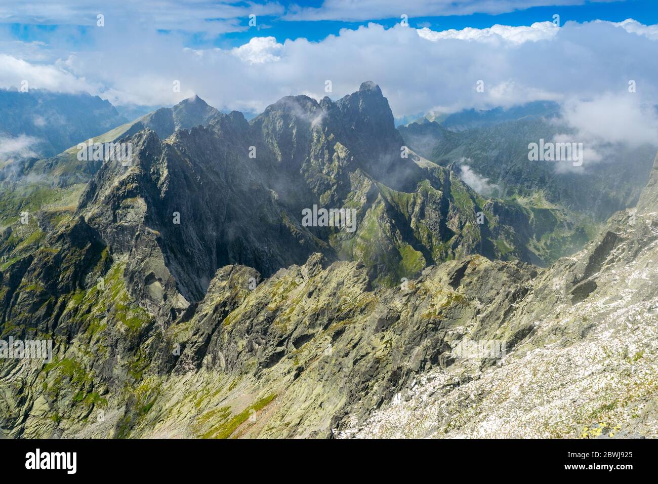 Mount Rysy Mountain ridge at Rysy mountain, High Tatras ( Vysoke Tatry) Slovakia ...