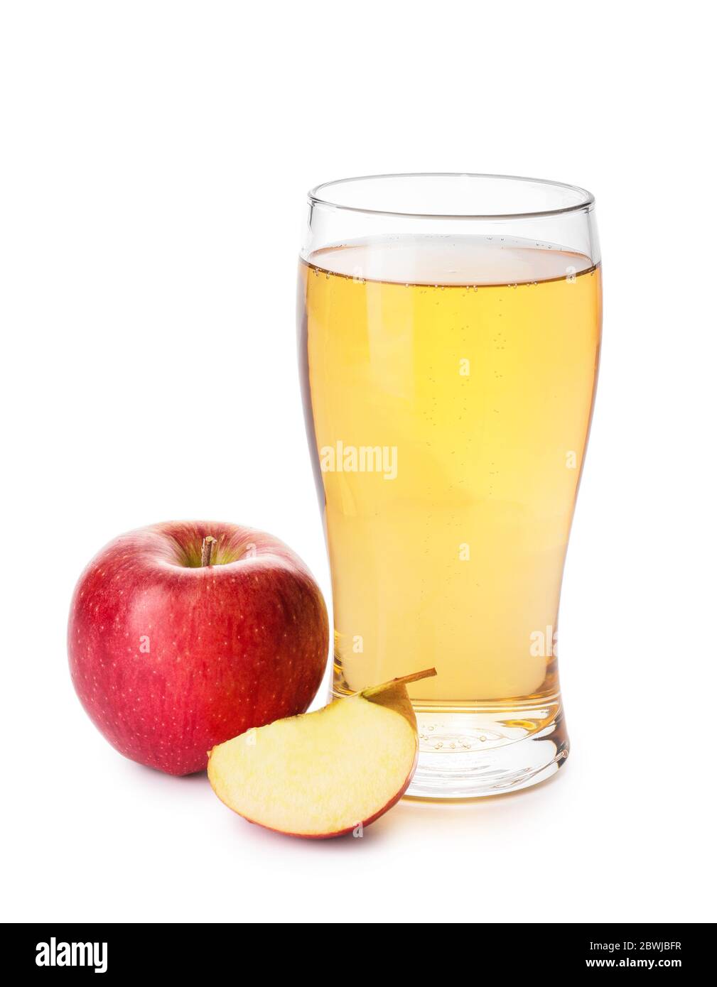 Glass of apple cider on white background Stock Photo Alamy