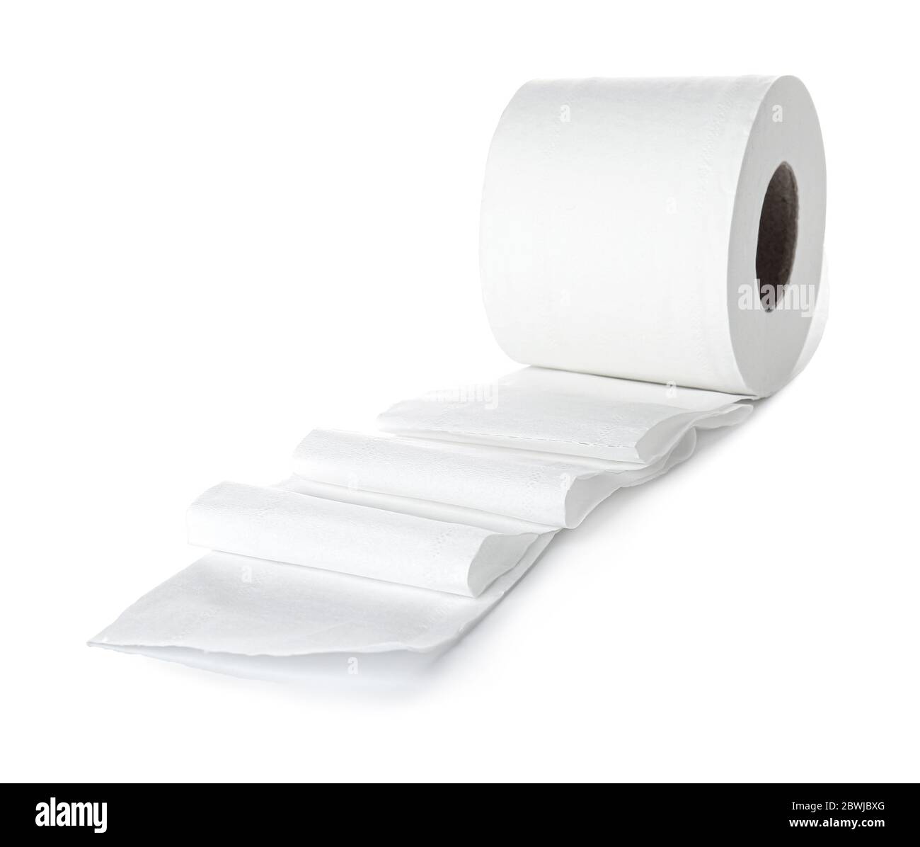 Roll of toilet paper on white background Stock Photo Alamy