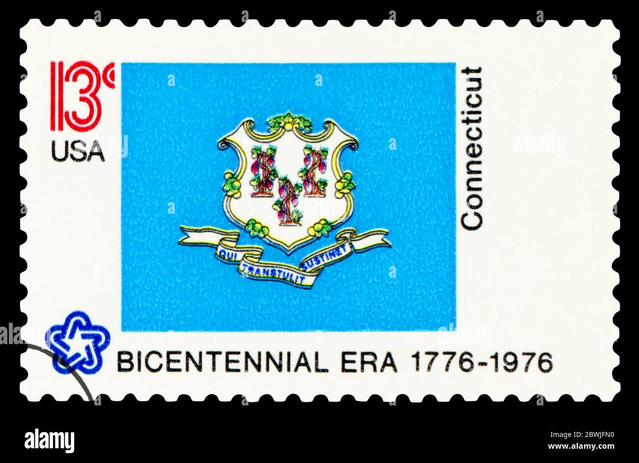 UNITED STATES OF AMERICA - CIRCA 1976: A stamp printed in USA dedicated to Connecticut, circa 1976. Stock Photo