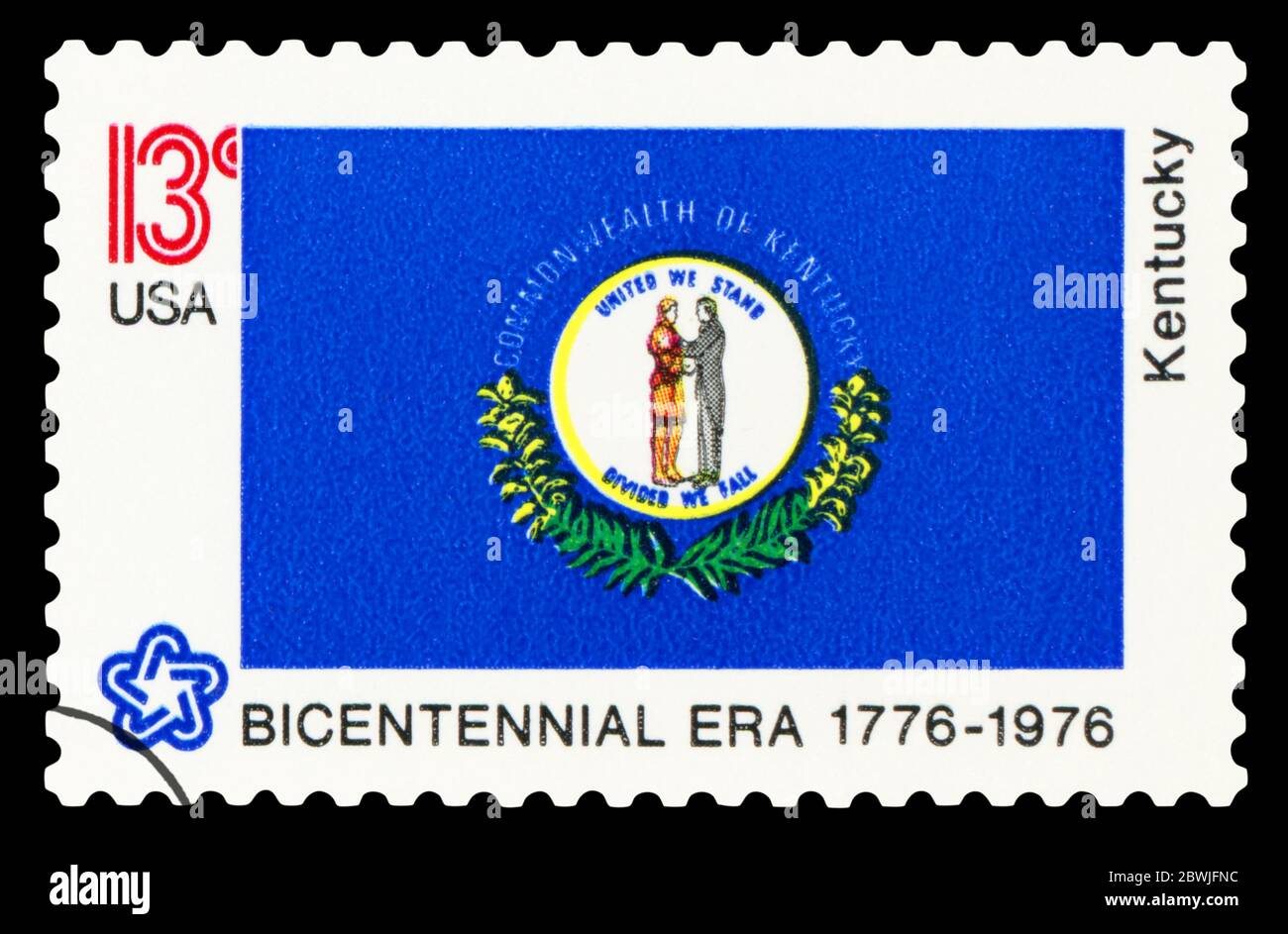UNITED STATES OF AMERICA - CIRCA 1976: A stamp printed in USA dedicated to Kentucky, circa 1976. Stock Photo