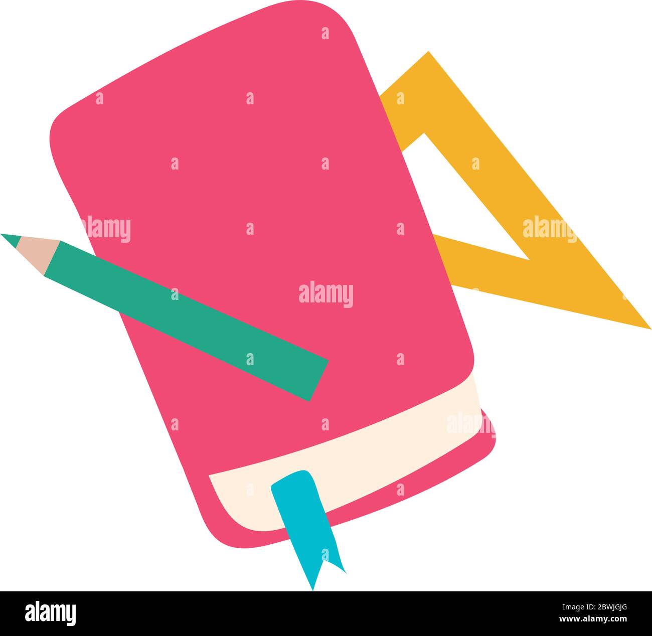 book with pencil and rule flat style Stock Vector Image & Art Alamy