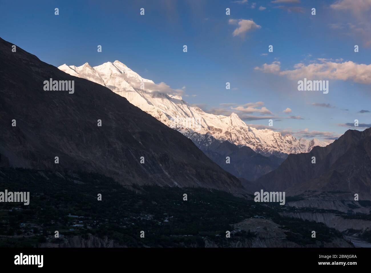 Rakaposhi mountain from Karimabad, Hunza, Karimabad, Hunza Nagar, Gilgit-Baltistan Province, Pakistan, South Asia, Asia Stock Photo