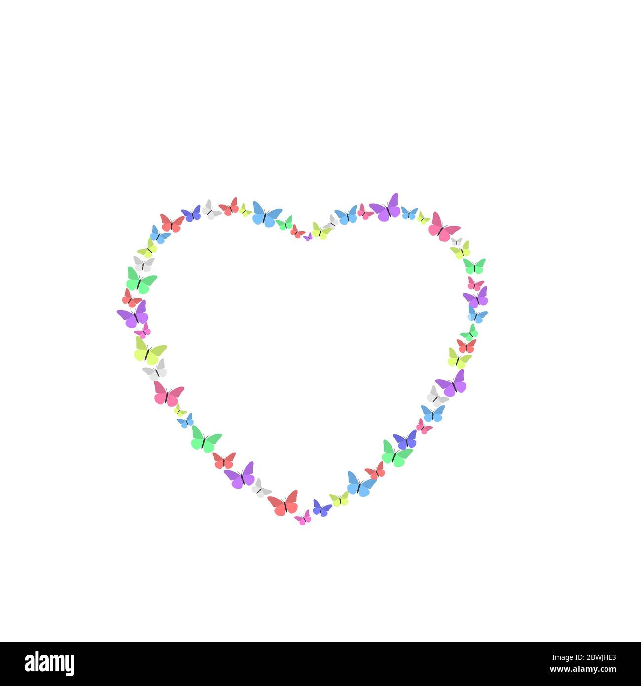 Colorful butterflies heart shape Stock Vector