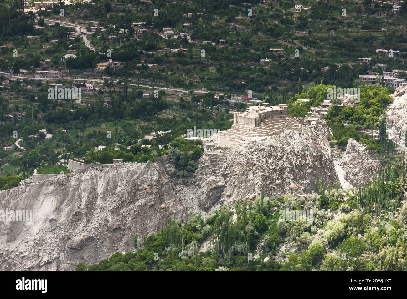 View of Baltit fort and Hunza village, Karimabad, Hunza Nagar, Gilgit-Baltistan Province, Pakistan, South Asia, Asia Stock Photo