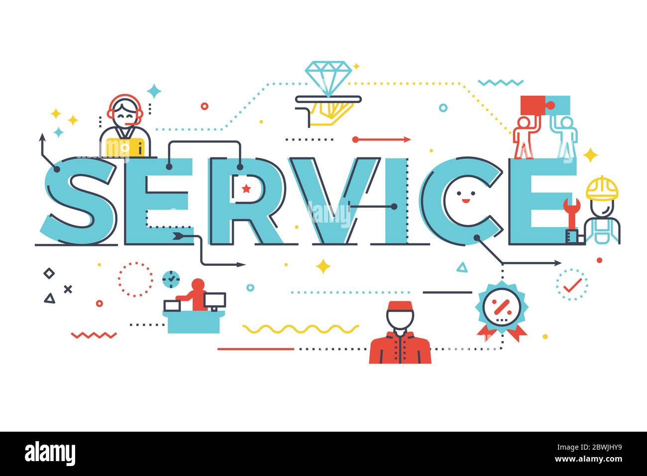 Service word lettering illustration for education concept. Design in ...