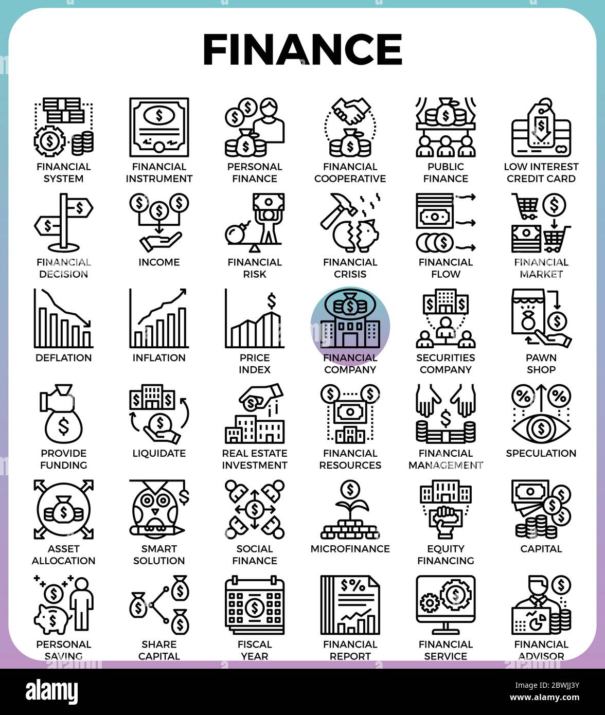 Finance concept detailed line icons set in modern line icon style for ...