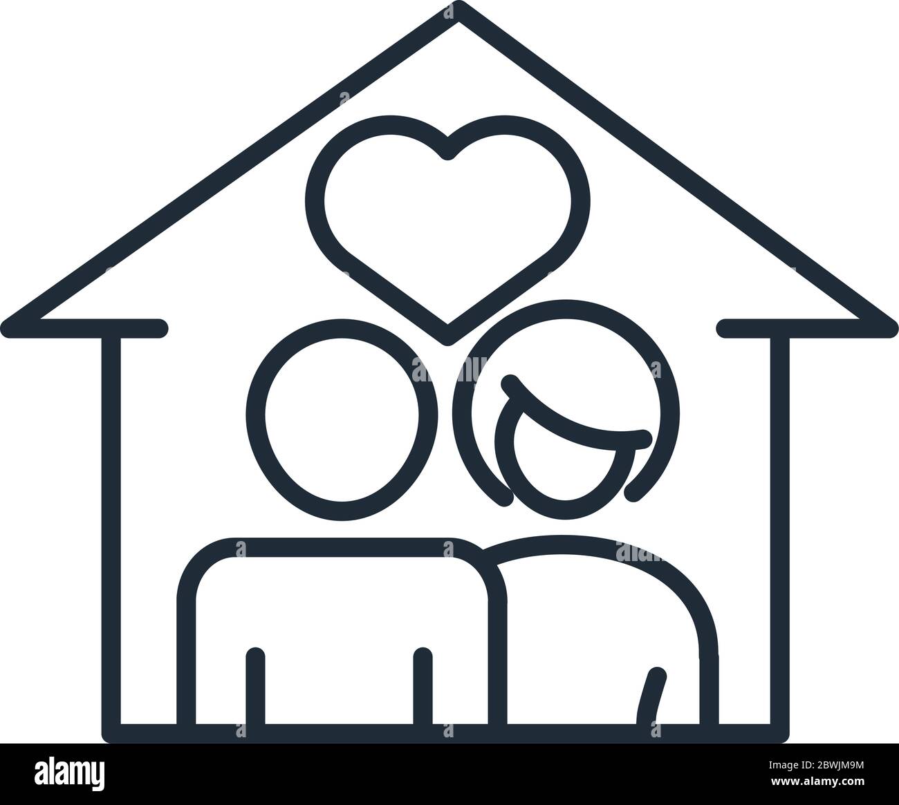 father and mother in house love relation family day, icon in outline ...