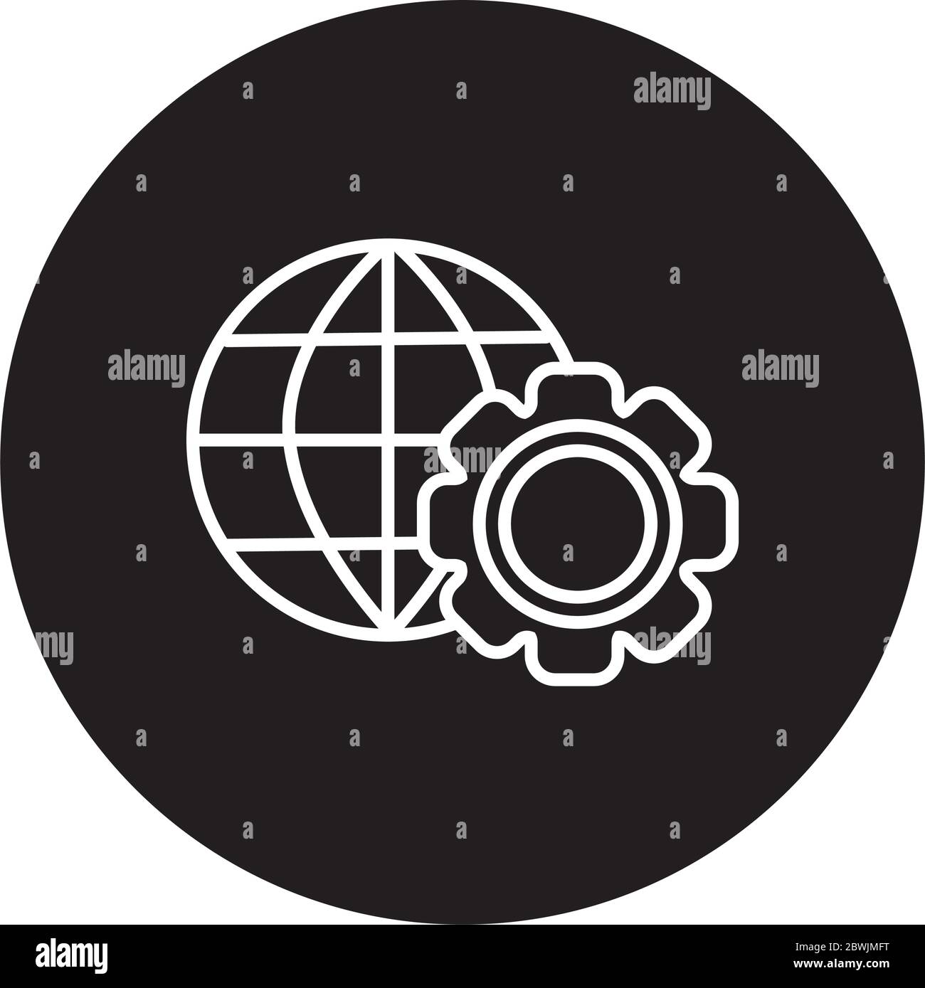 gears settings with sphere browser line style Stock Vector Image & Art ...