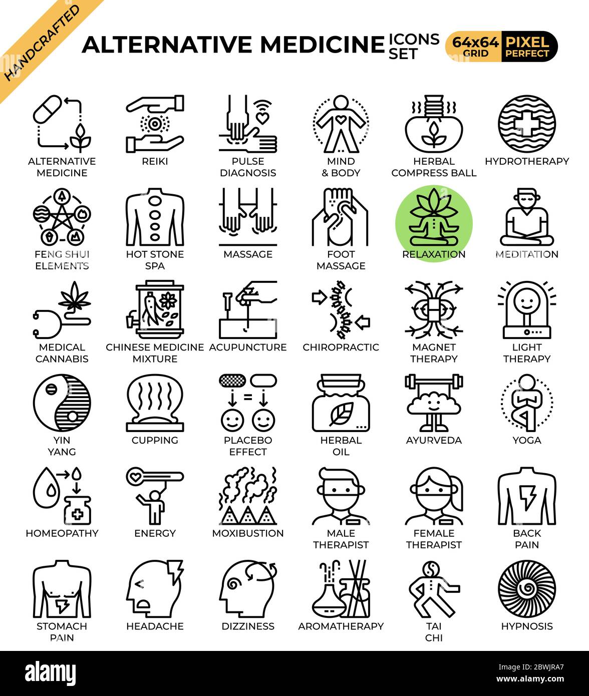 Alternative medicine concept icons set in modern line icon style for ui ...
