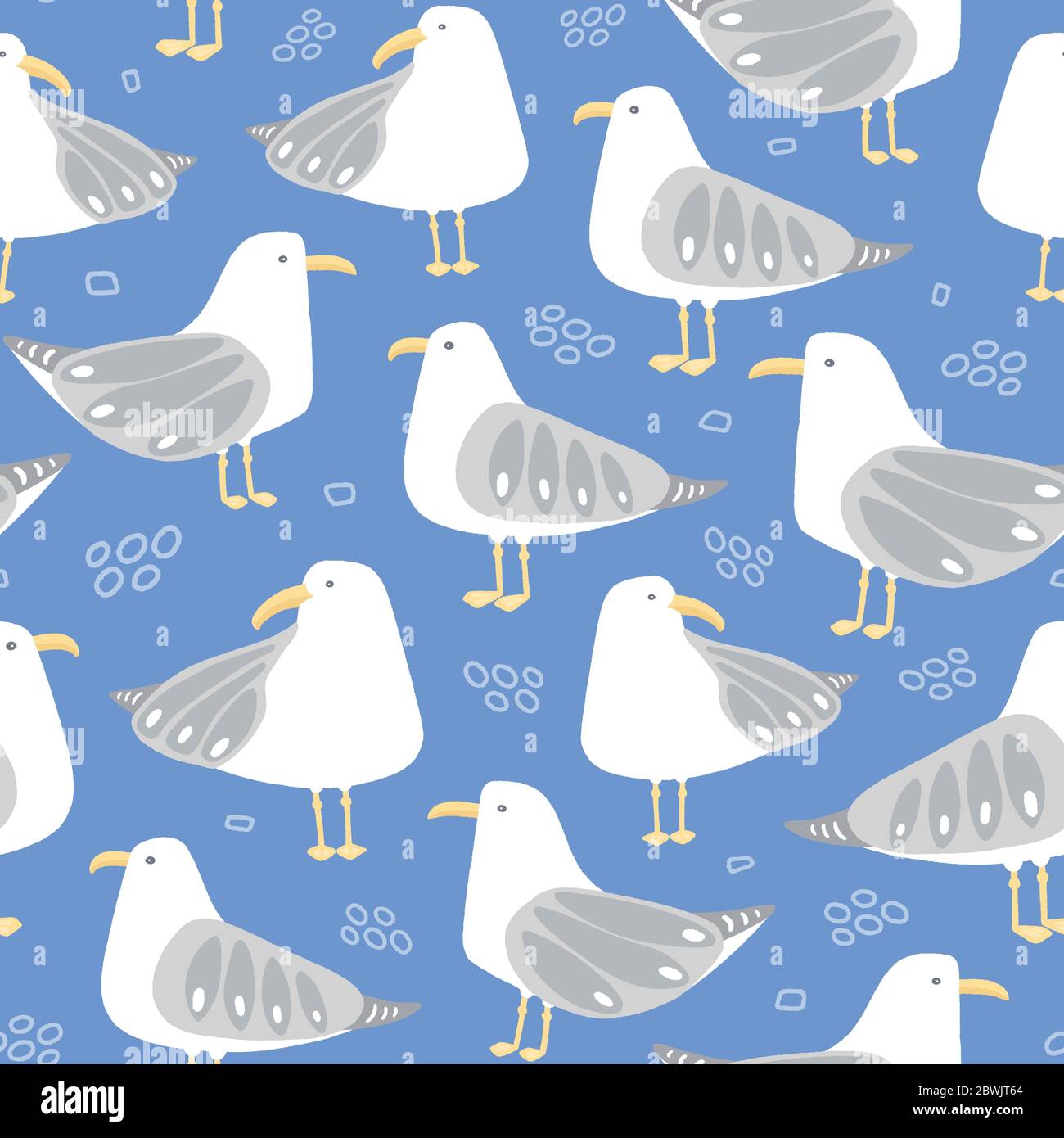Seagull vector pattern design. Fun seaside bird seamless repeat background. Stock Vector