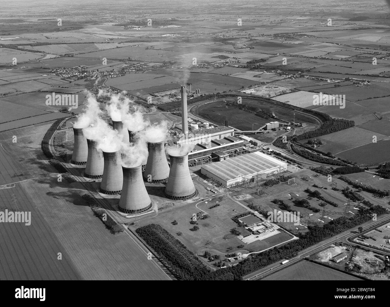 1995, Aerial views of Eggborough coal fired power station, West Yorshire, Northern England, UK Stock Photo