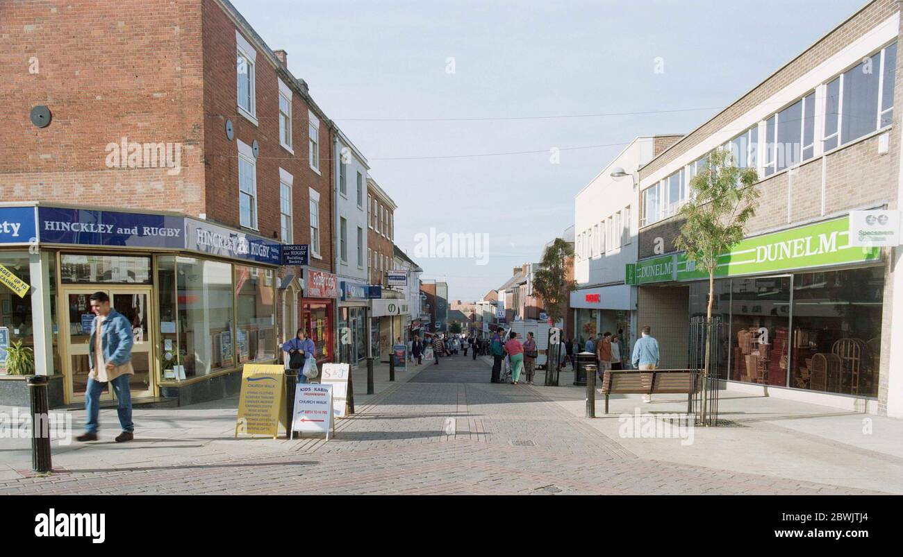 1995 Shoppers In Hinckley Town Centre West Midlands England Stock 1995-shoppers-in-hinckley-town-centre-west-midlands-england-stock