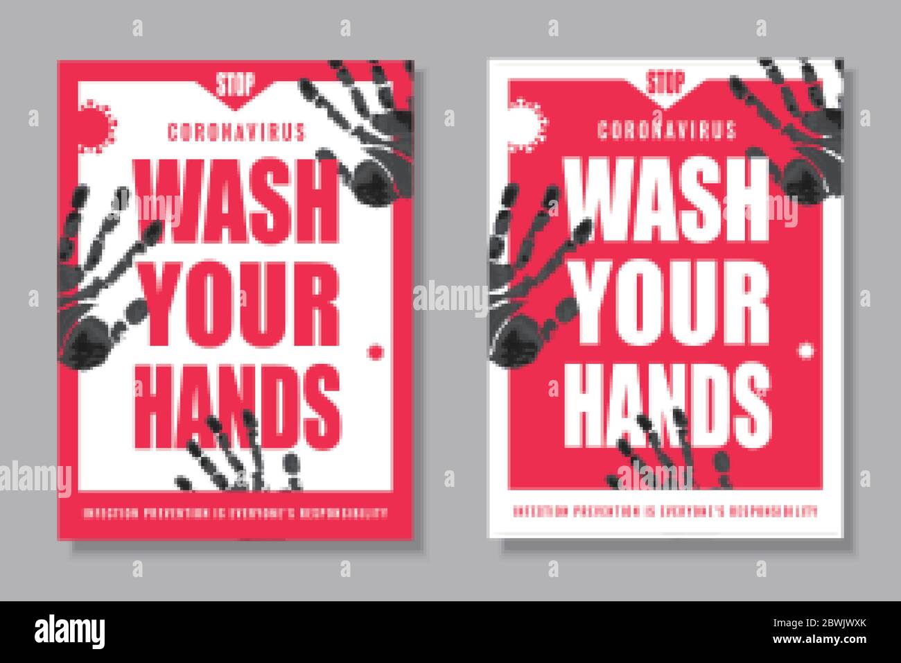 Wash your hands warning poster for COVID-19 prevention notice, hand ...