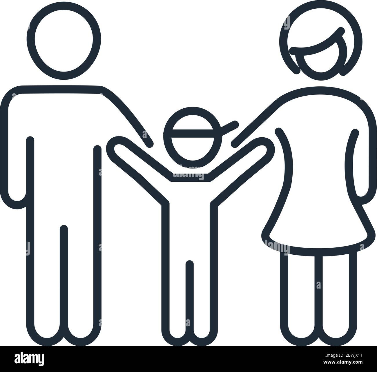 father mother and son happy members family day, icon in outline style ...