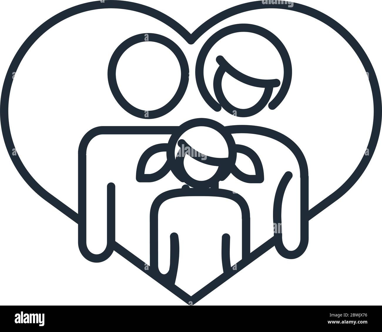 father mother and daughter in love heart together family day, icon in ...