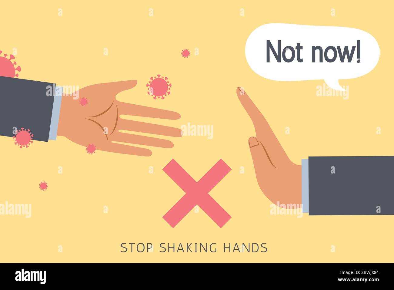 Stop shaking hands during COVID-19 outbreak, flat style illustration Stock Vector