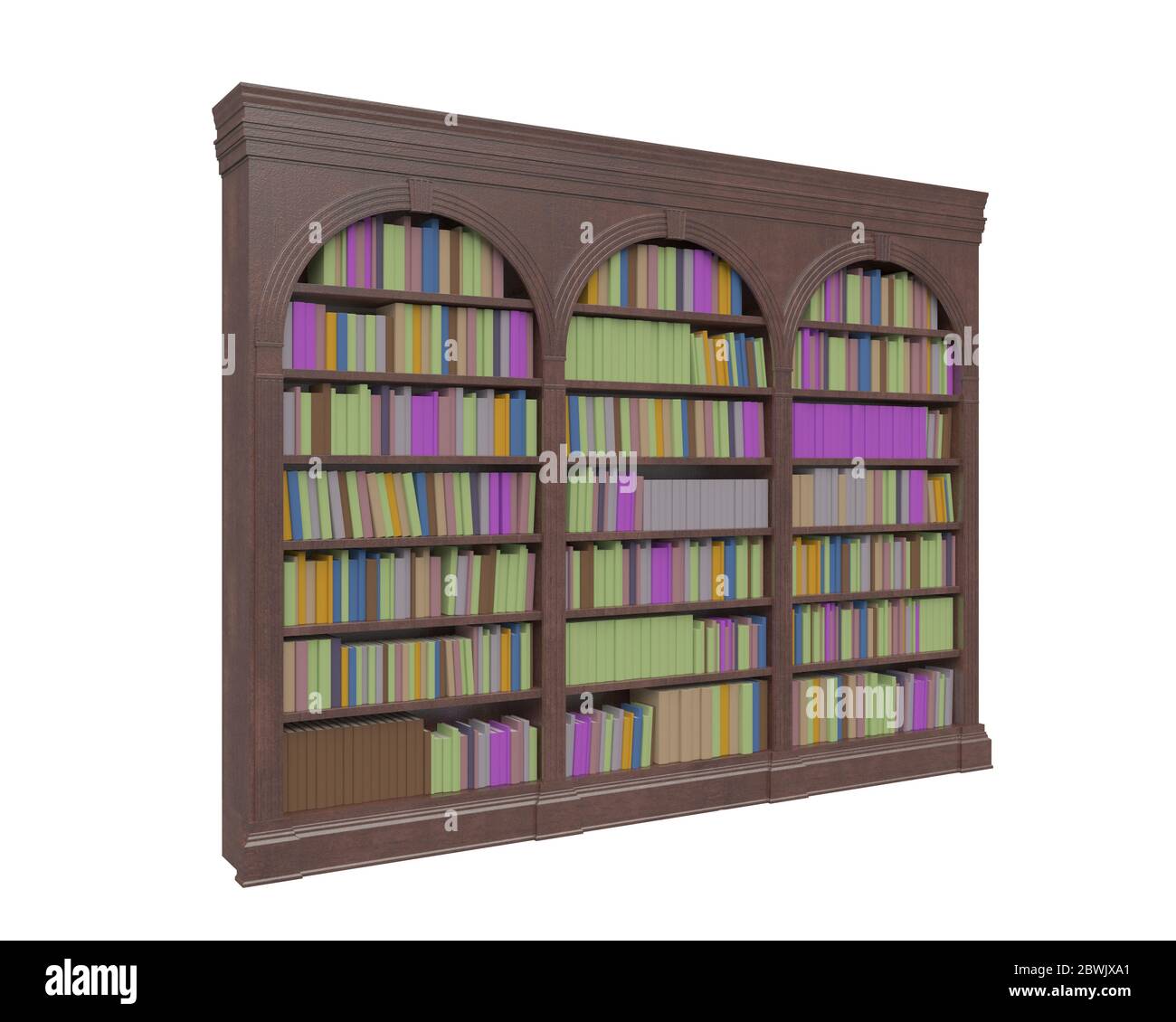 Bookcase bookshelves isolated on white 3d illustration Stock Photo Alamy