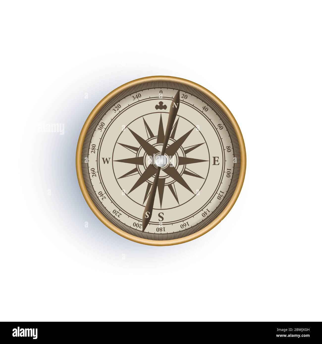 Antique retro style metal compass isolated on white background vector illustration Stock Vector