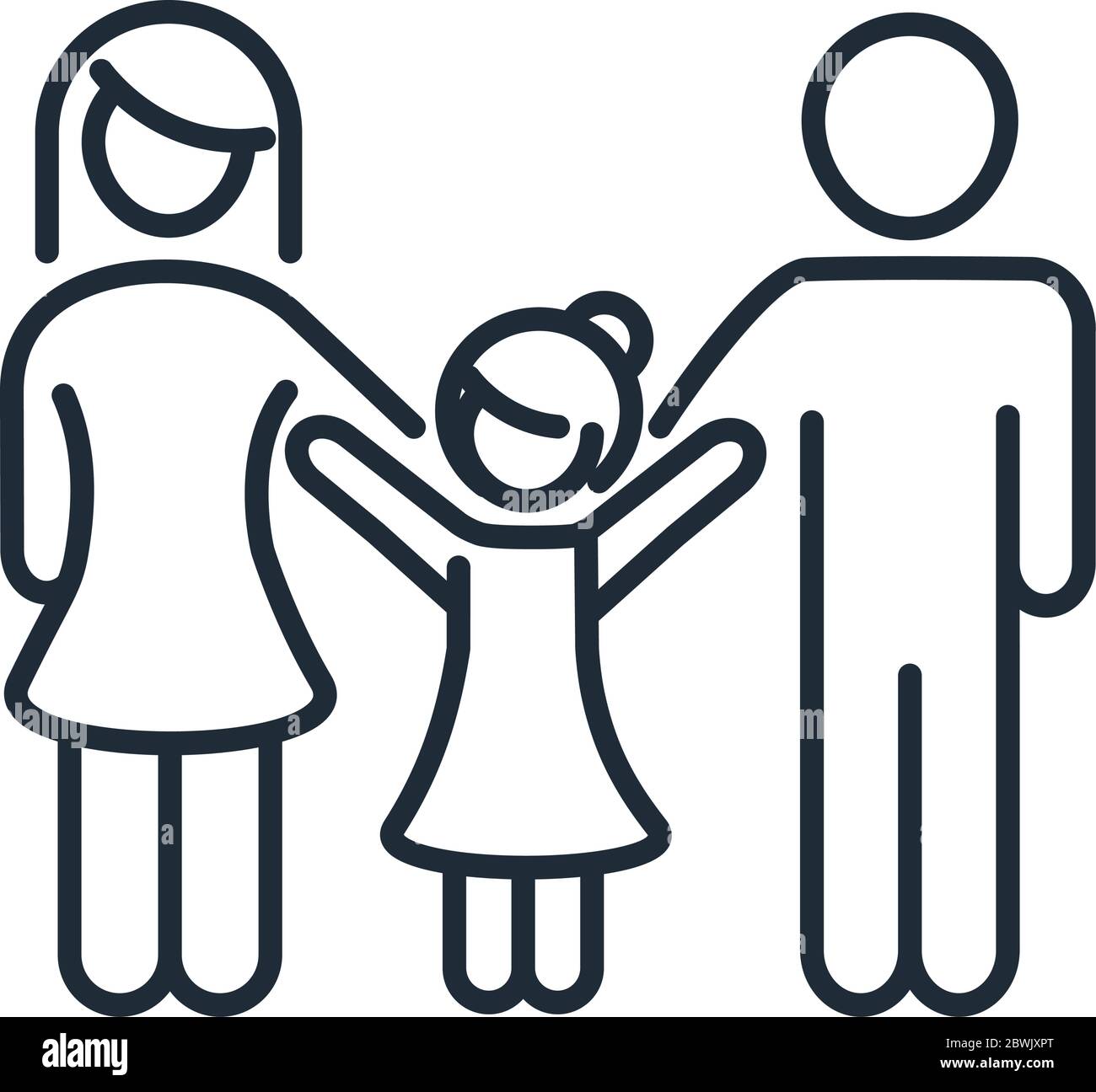 father mother and daughter happiness family day, icon in outline style ...