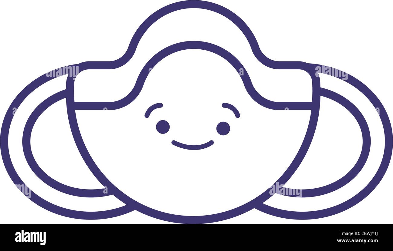 face mask accessory kawaii line style Stock Vector Image & Art - Alamy