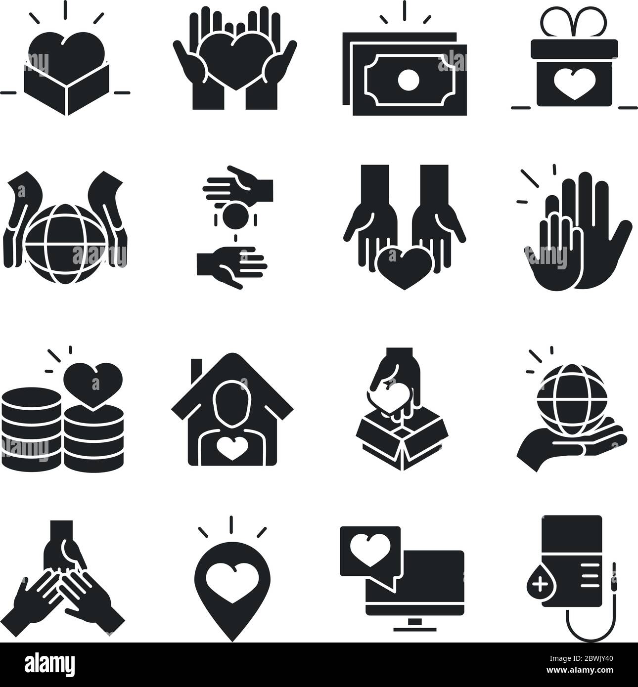 donation charity volunteer help social assistance icons collection ...