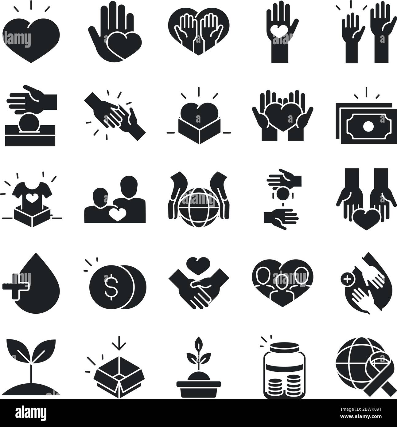 donation charity volunteer help social assistance icons collection ...