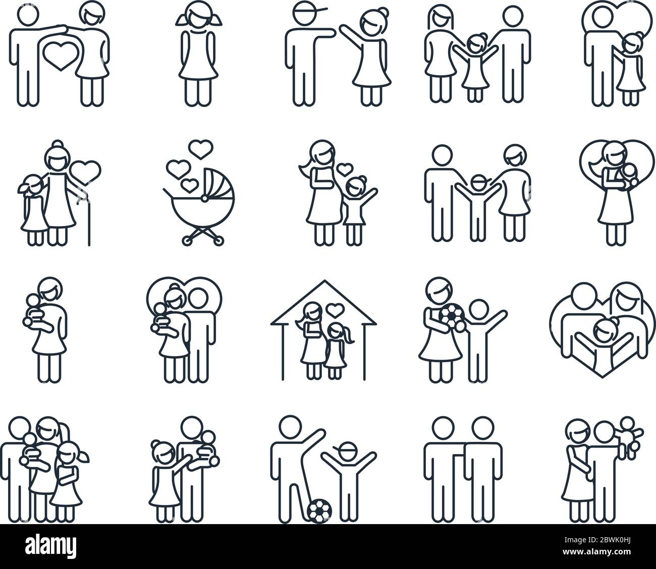 family day, father mother kids grandparents characters, set icon in ...