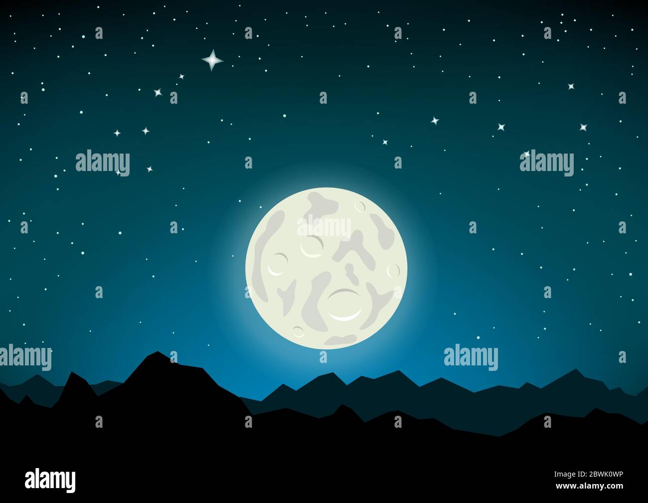 moon mountains and star constellations Stock Vector