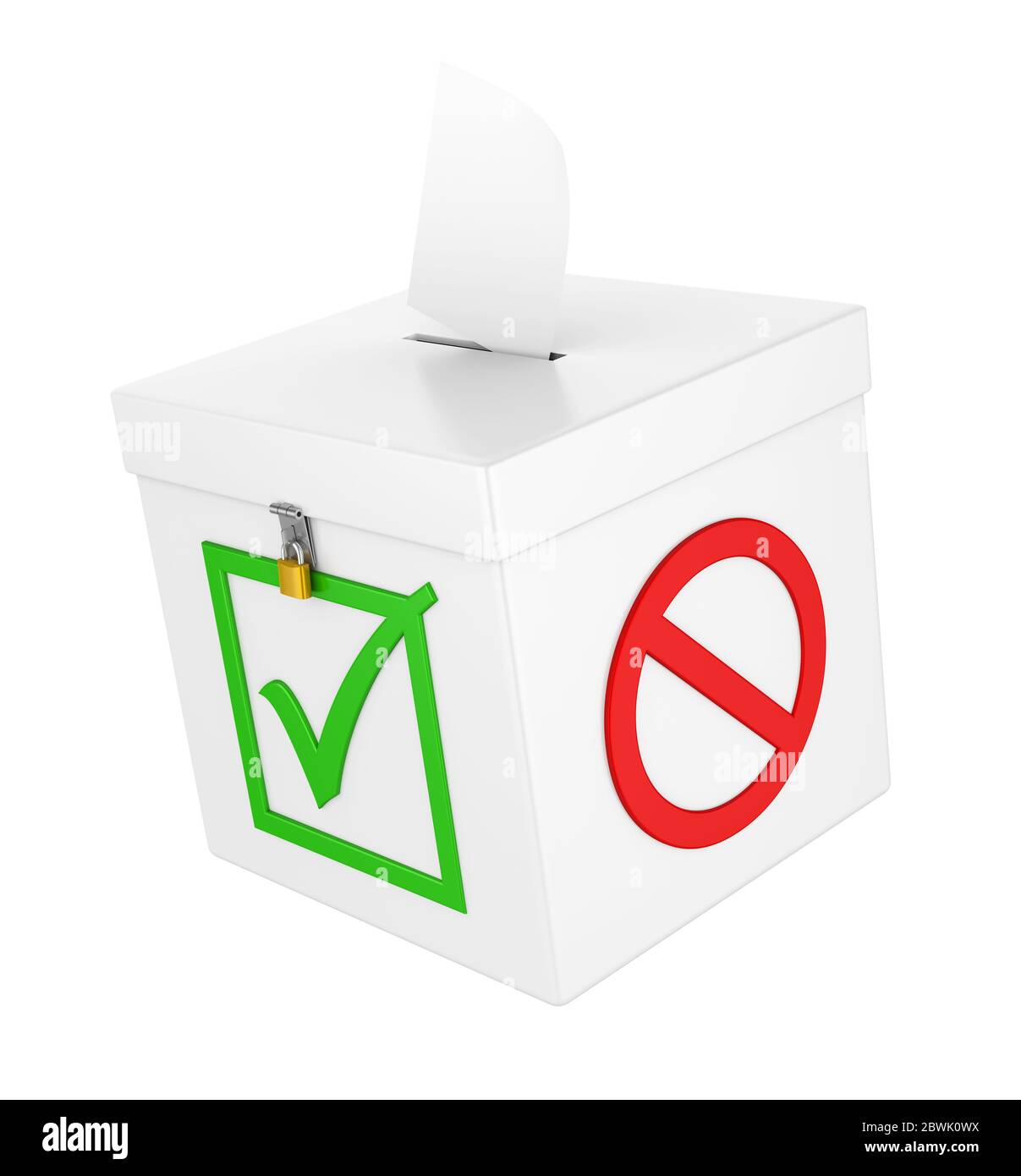 Ballot Box with Checkmark and Forbidden Sign Isolated Stock Photo Alamy