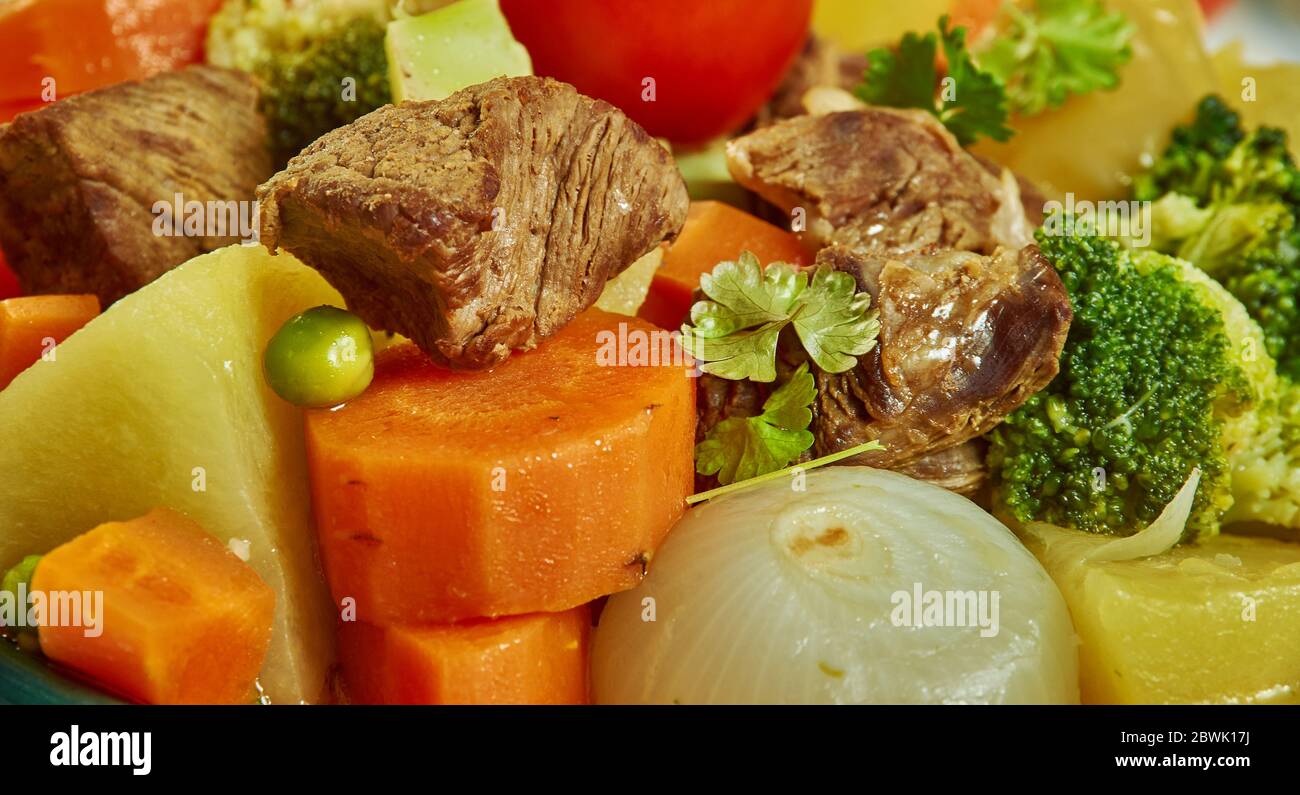Tajine Jelbana,meat stew that is prepared with peas, artichoke