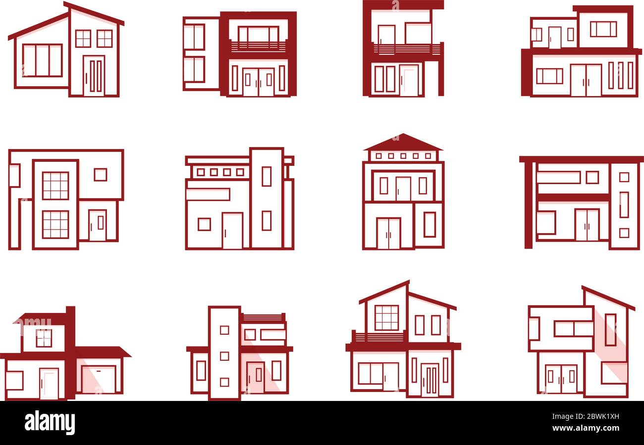 Modern House Home Real Estate Icon Symbol Outline Element Stock Vector ...