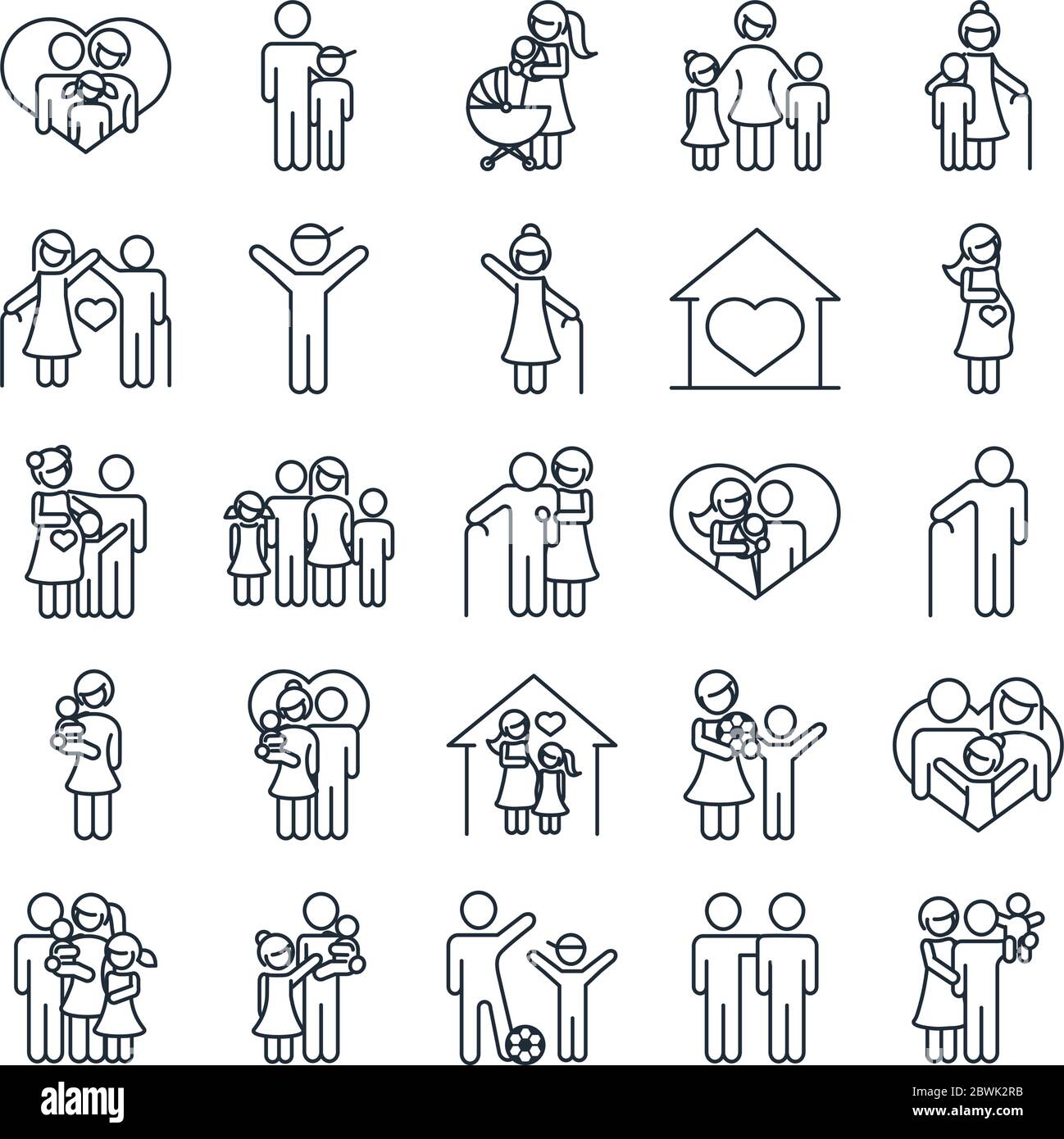 family day, father mother kids grandparents characters, set icon in ...