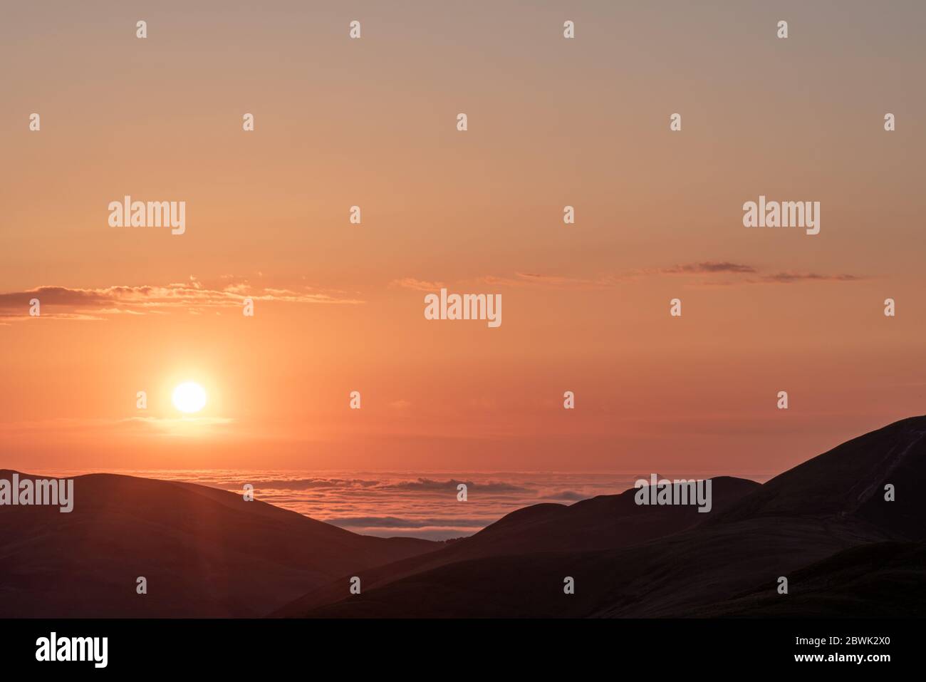Sunrise over Pentland Hills, Edinburgh Scotland Stock Photo