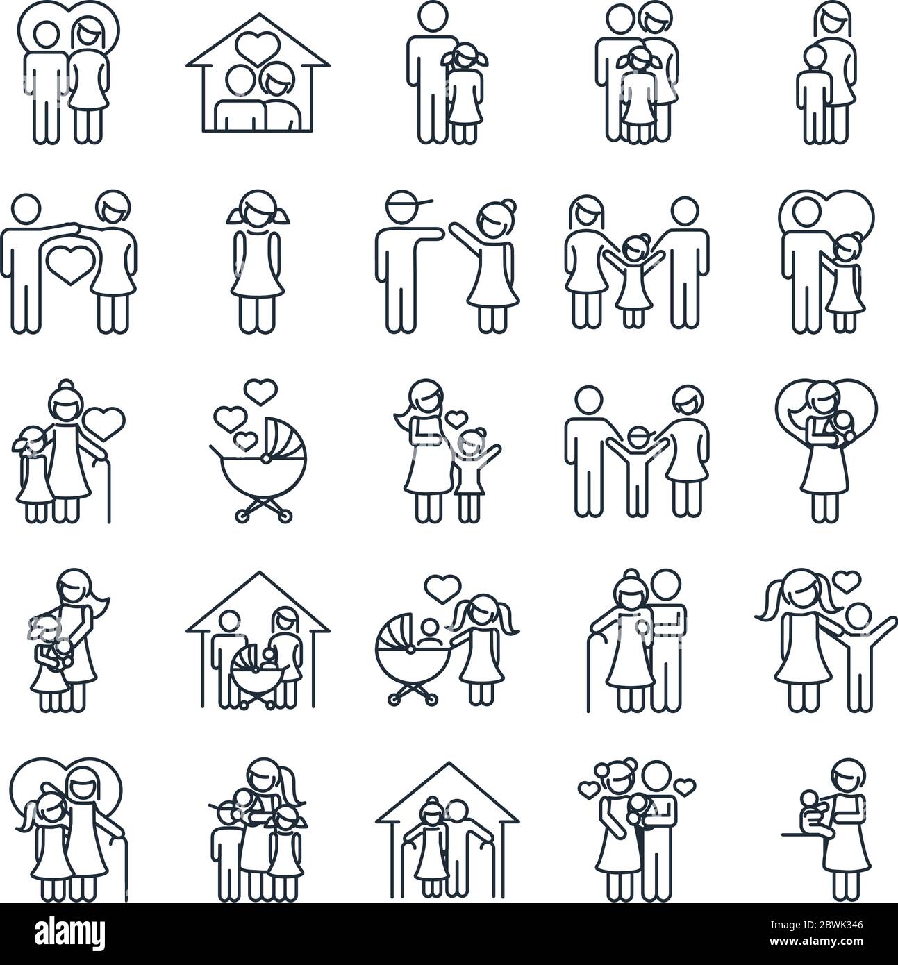 family day, father mother kids grandparents characters, set icon in ...