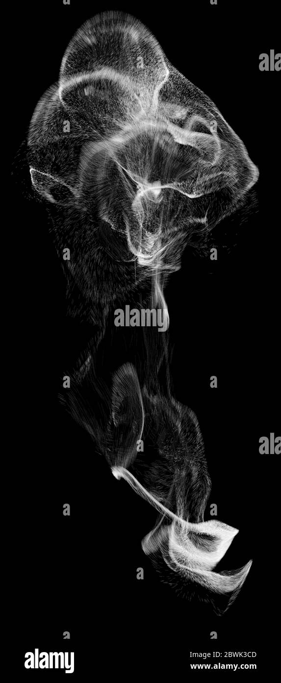 3D illustration looks like smoke on black background Stock Photo