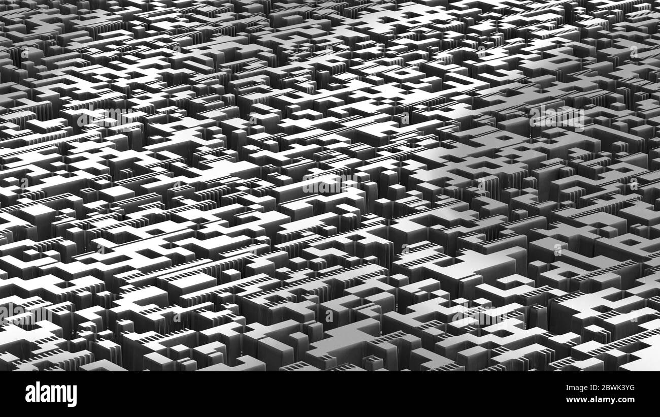 3D illustration of futuristic structure looks like modern city Stock ...