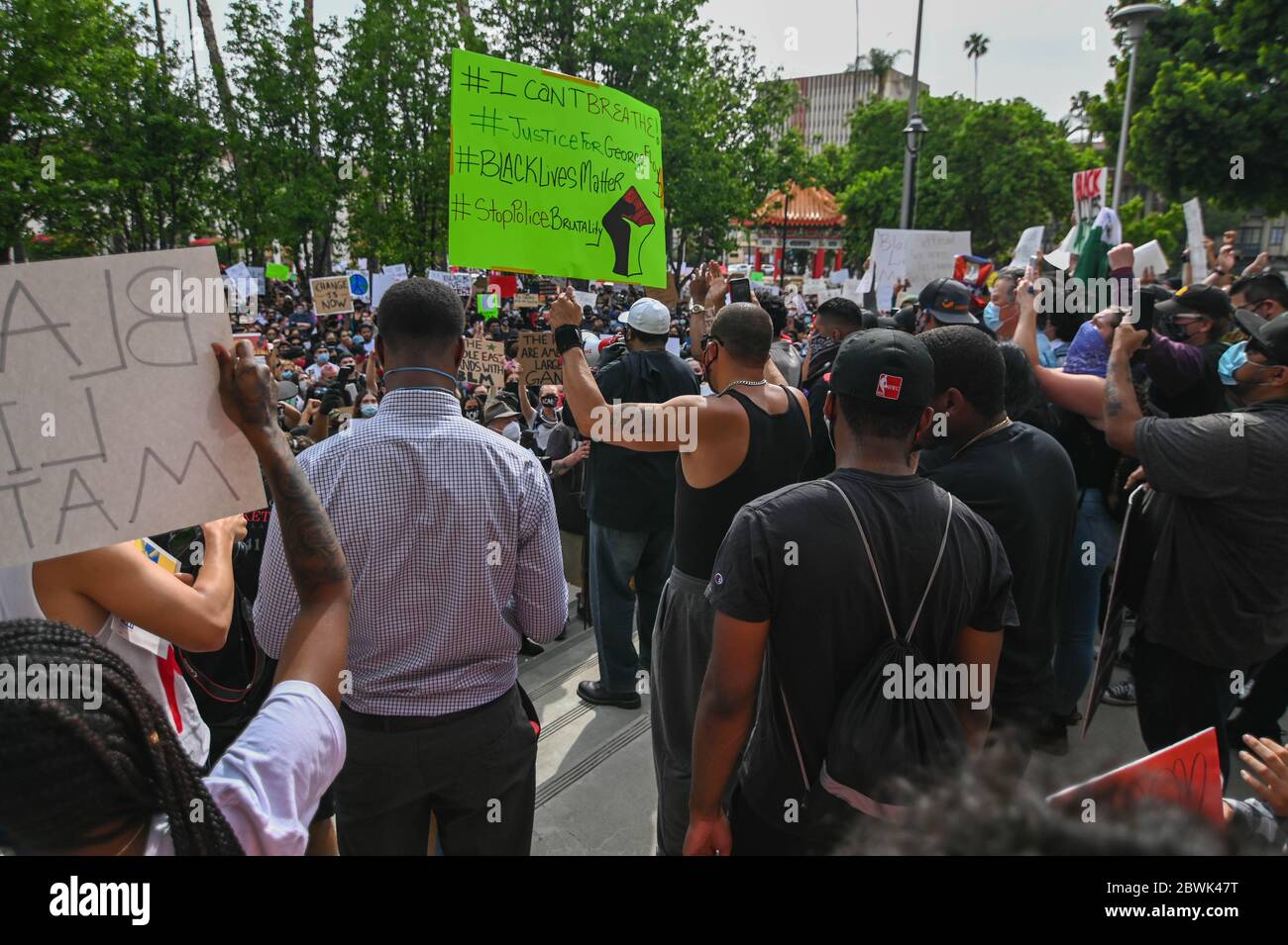 CALIFORNIA, USA. JUNE 01 2020: Demonstrators protest the death of George Floyd, Monday, June 1, 2020, in Riverside, Calif. Floyd, a black man who died in Minneapolis police custody on May 25. (Photo by IOS/Espa-Images) Credit: European Sports Photo Agency/Alamy Live News Stock Photo