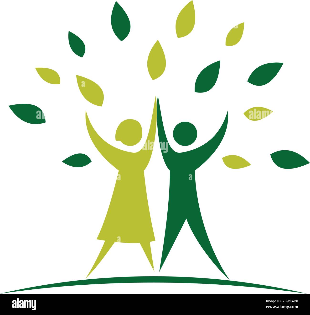 Couple Human Spirit to Save the World Go Green Logo Stock Vector