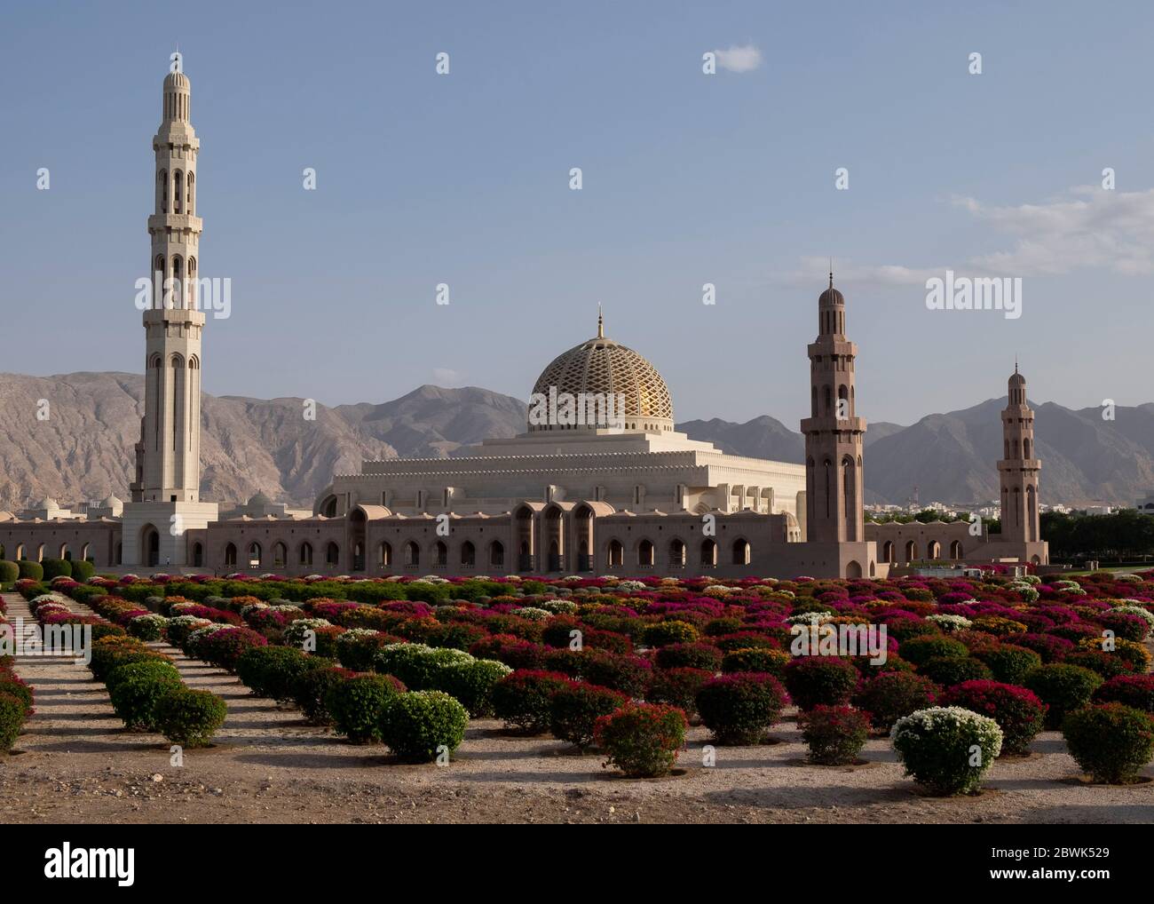 View of Sultan Qaboos Grand Mosque in Muscat, Oman Stock Photo