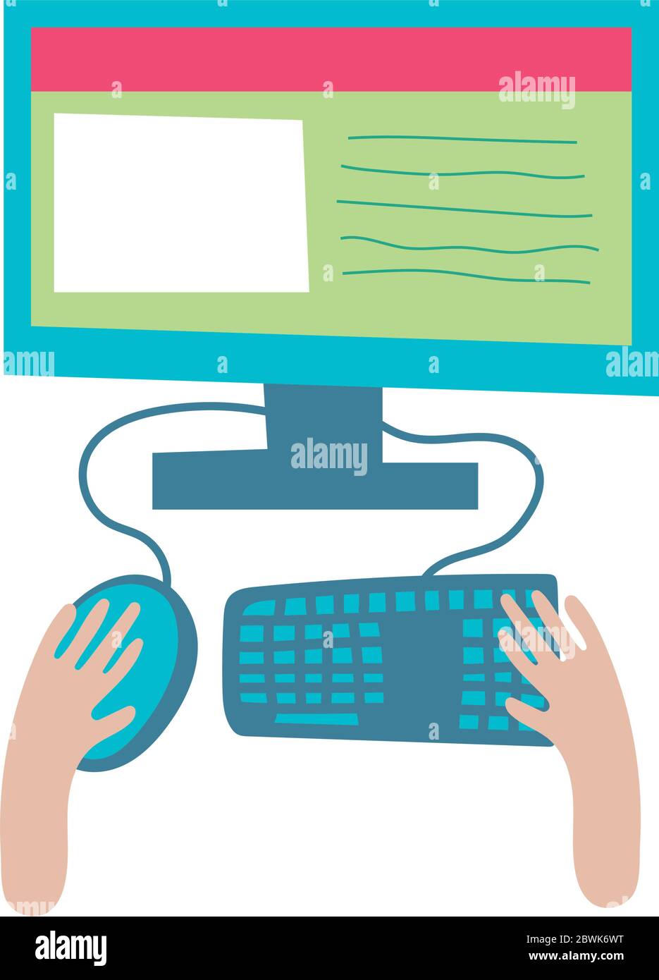 Hands using computer keyboard mouse Stock Vector Images - Alamy