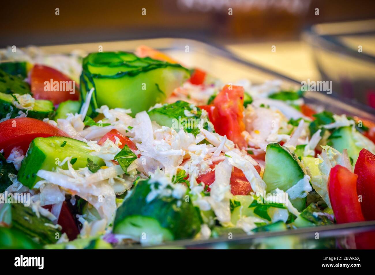 Served tasty vegeterian meal close up view Stock Photo