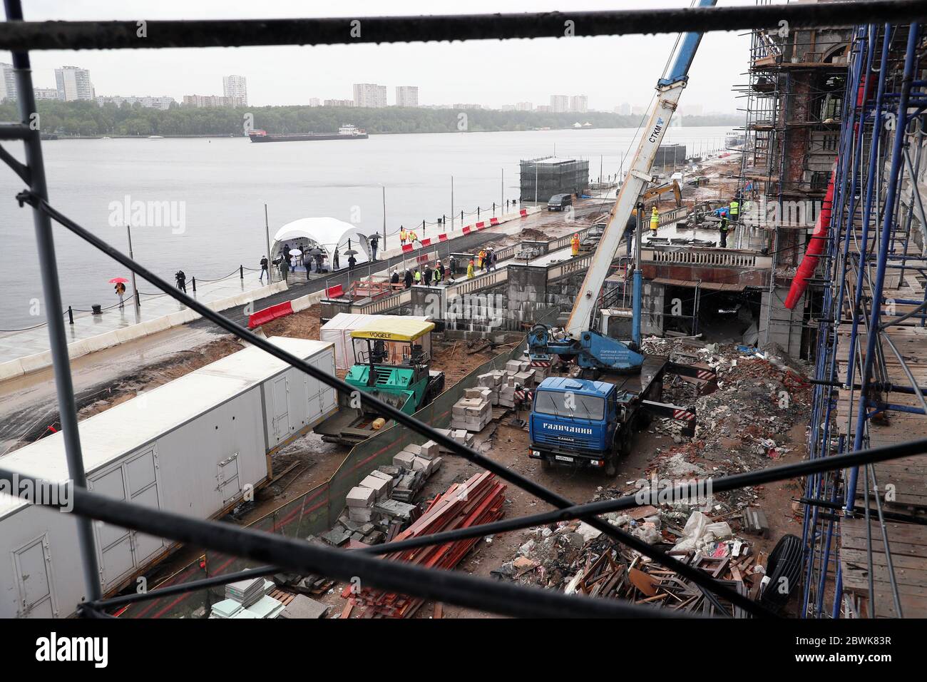 Moscow, Russia. 2nd June, 2020. Improvement works under way at the North River Terminal. Credit: Gavriil Grigorov/TASS/Alamy Live News Stock Photo