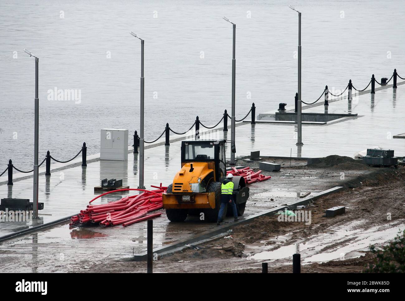 Moscow, Russia. 2nd June, 2020. Improvement works under way at the North River Terminal. Credit: Gavriil Grigorov/TASS/Alamy Live News Stock Photo
