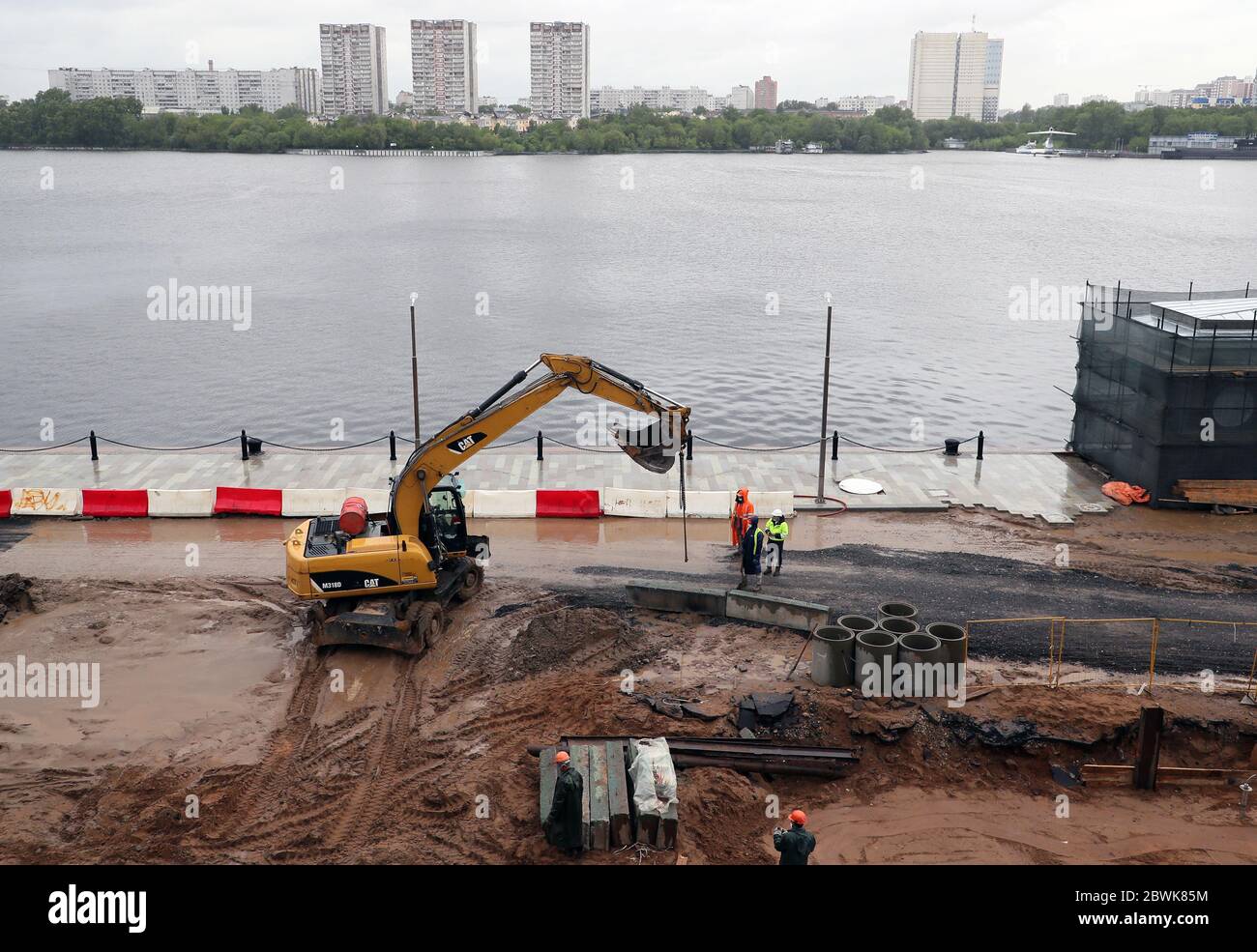 Moscow, Russia. 2nd June, 2020. Improvement works under way at the North River Terminal. Credit: Gavriil Grigorov/TASS/Alamy Live News Stock Photo