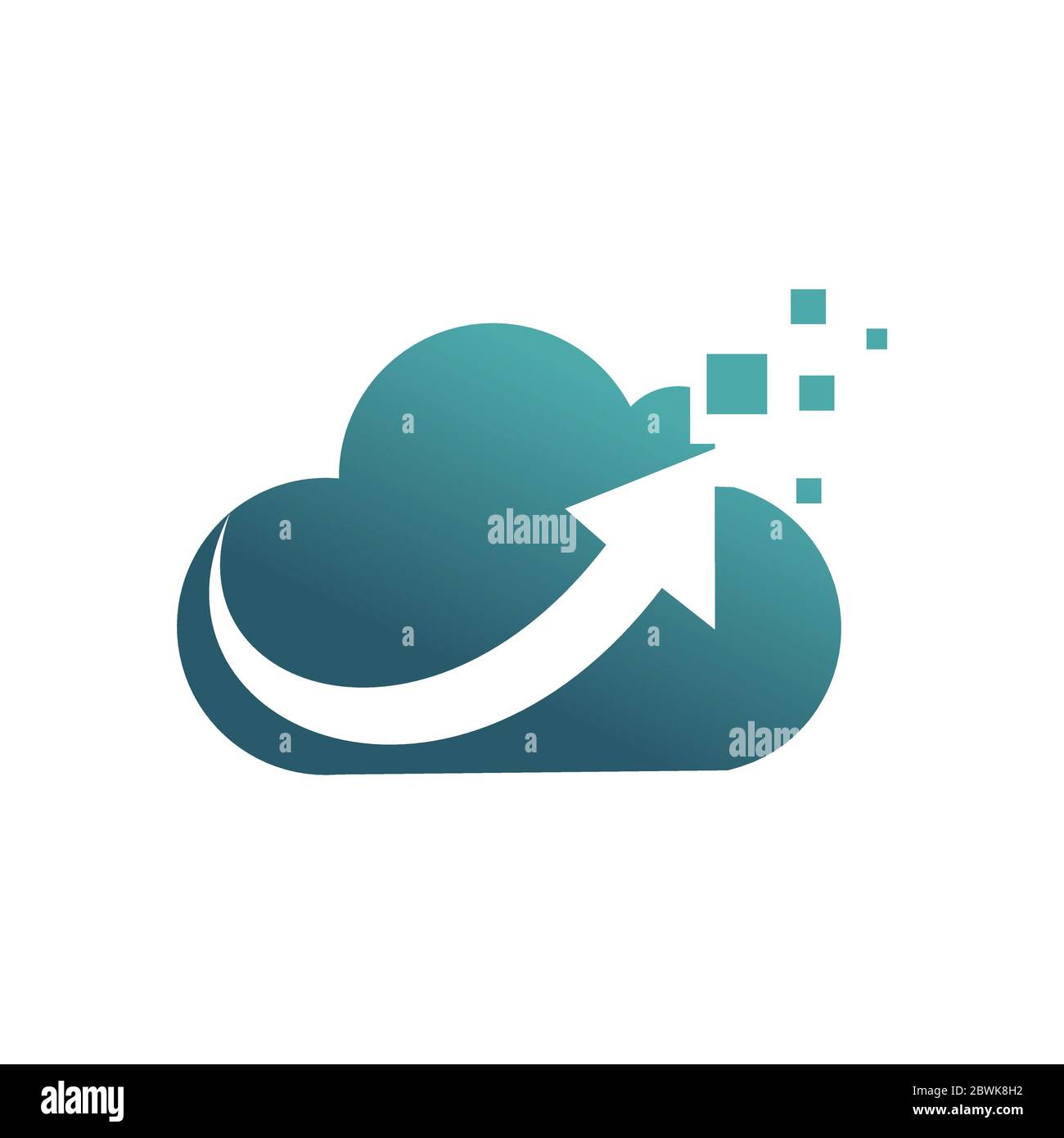 Pixel Cloud Up Arrow Internet Data Technology Logo Stock Vector