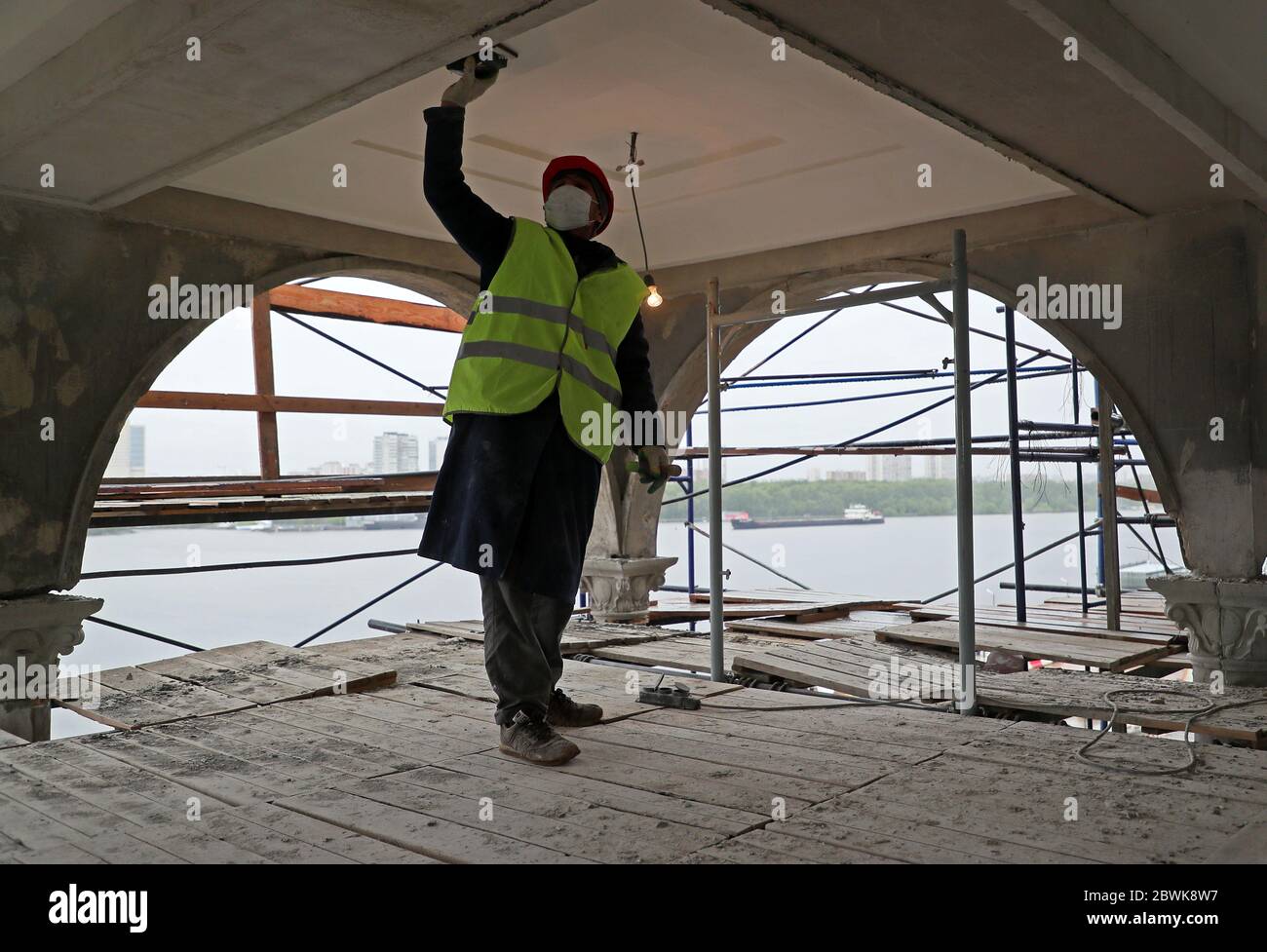 Moscow, Russia. 2nd June, 2020. Improvement works under way at the North River Terminal. Credit: Gavriil Grigorov/TASS/Alamy Live News Stock Photo